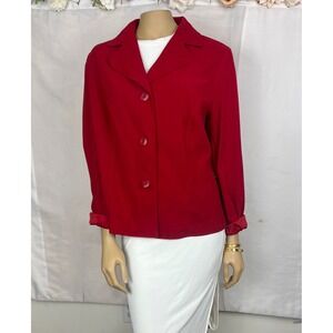 Vintage Requirements Red Blazer Jacket Womens Large 3 Button Notched Lapel L